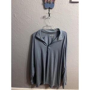 Eddie Bauer Shirt Mens T3XL Blue 1/4 Zip Pullover Long Sleeve‎